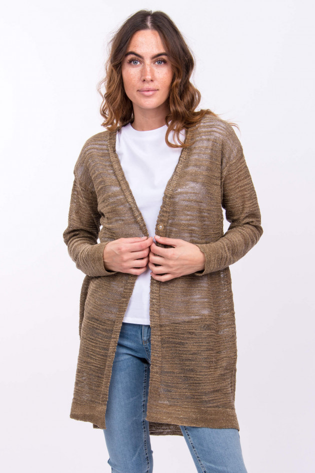 Fabiana Filippi Leinen-Cardigan in Braun/Gold