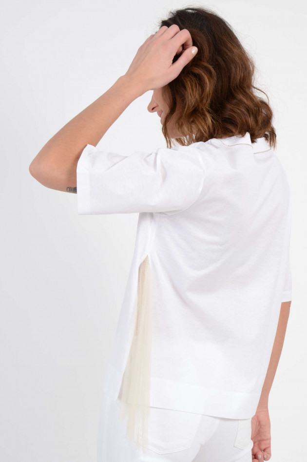 Fabiana Filippi T-Shirt mit Tüll-Plissee in Weiß