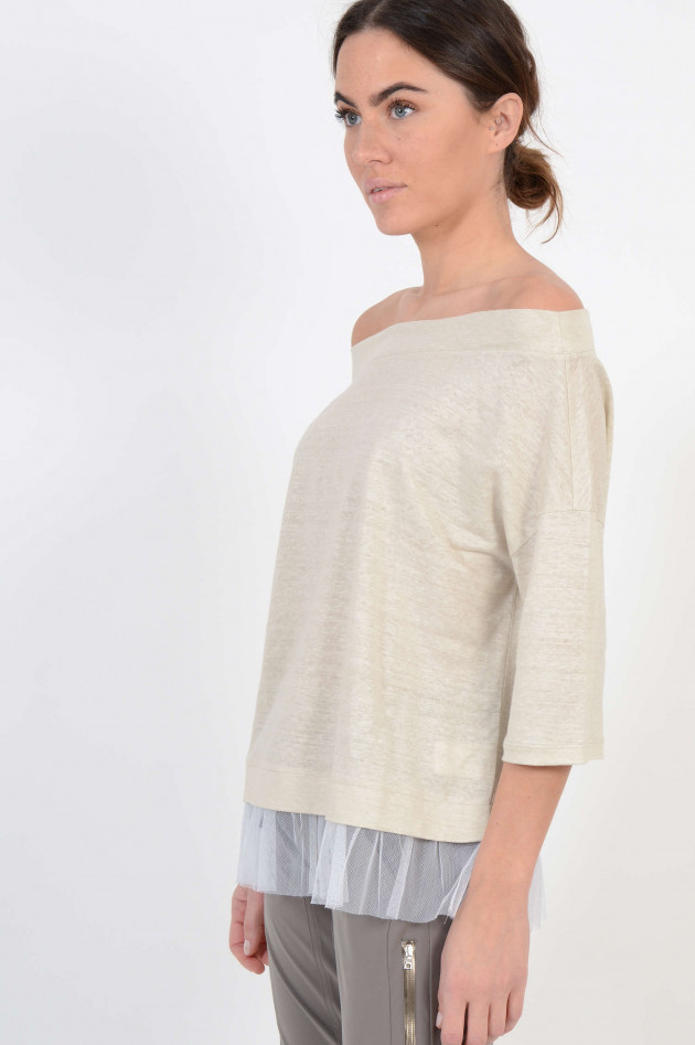 Fabiana Filippi Shirt mit Tüllabschluss in Beige