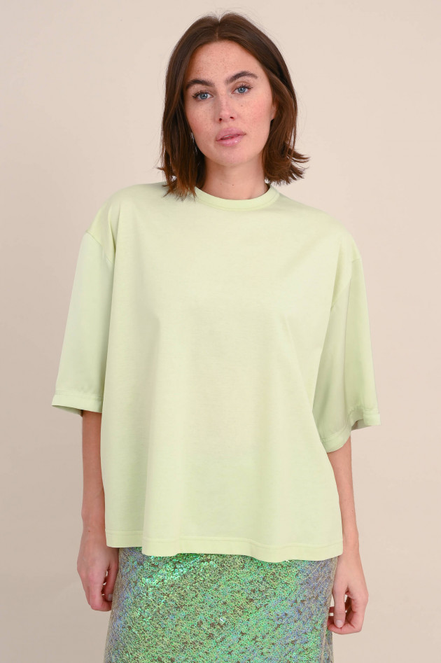 Fabiana Filippi Relaxed T-Shirt mit Material-Mix in Pastell-Lime