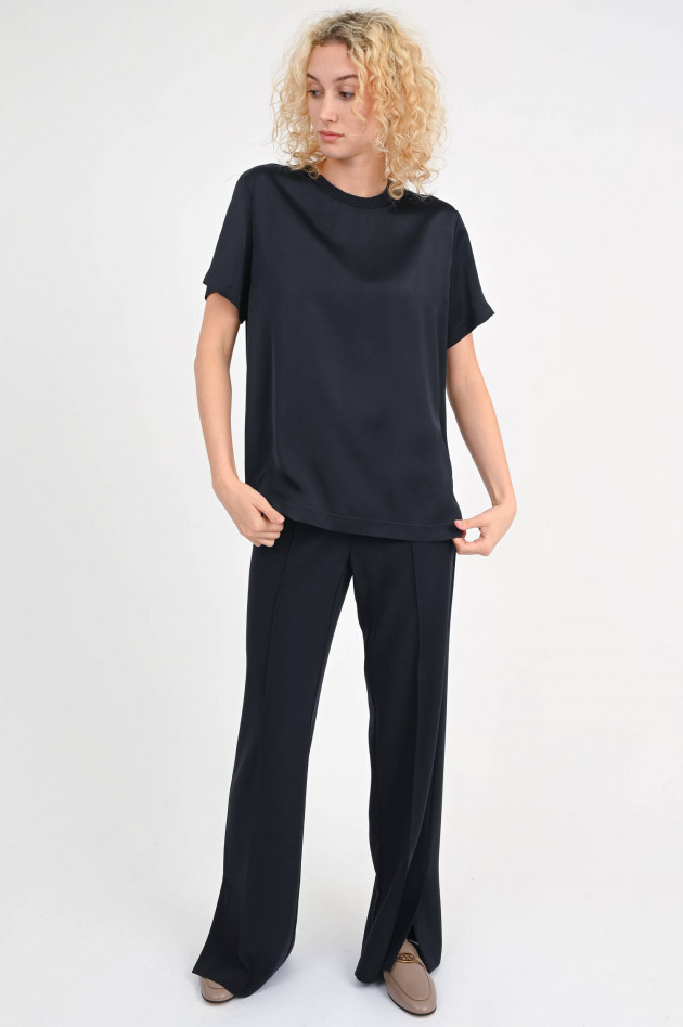 Fabiana Filippi Seidenshirt mit Glitzerkragen in Navy