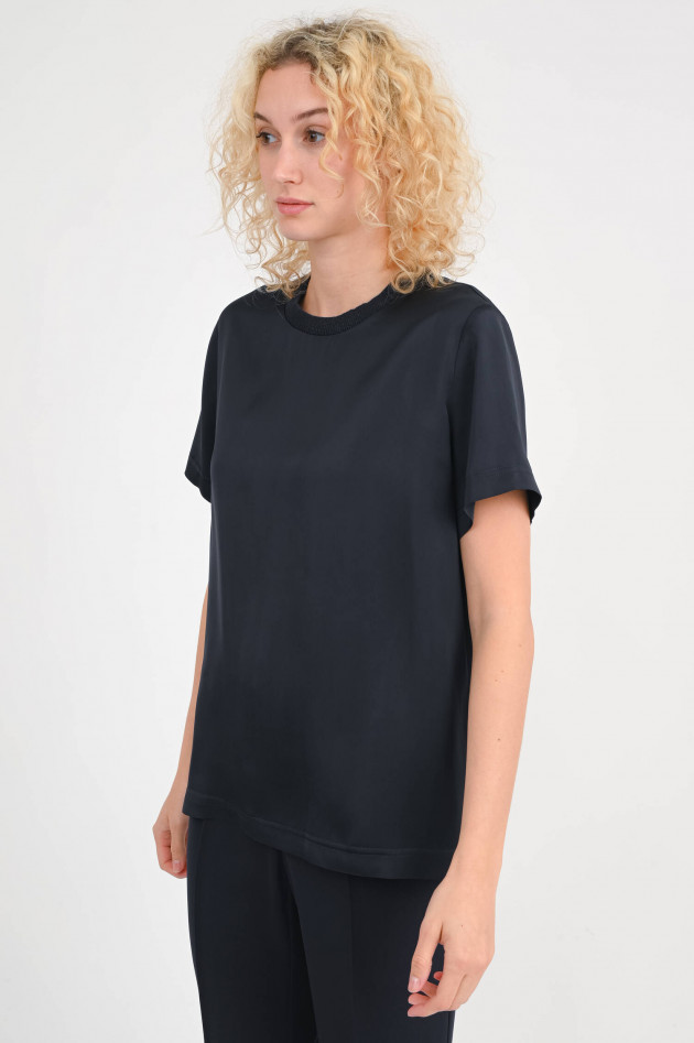 Fabiana Filippi Seidenshirt mit Glitzerkragen in Navy
