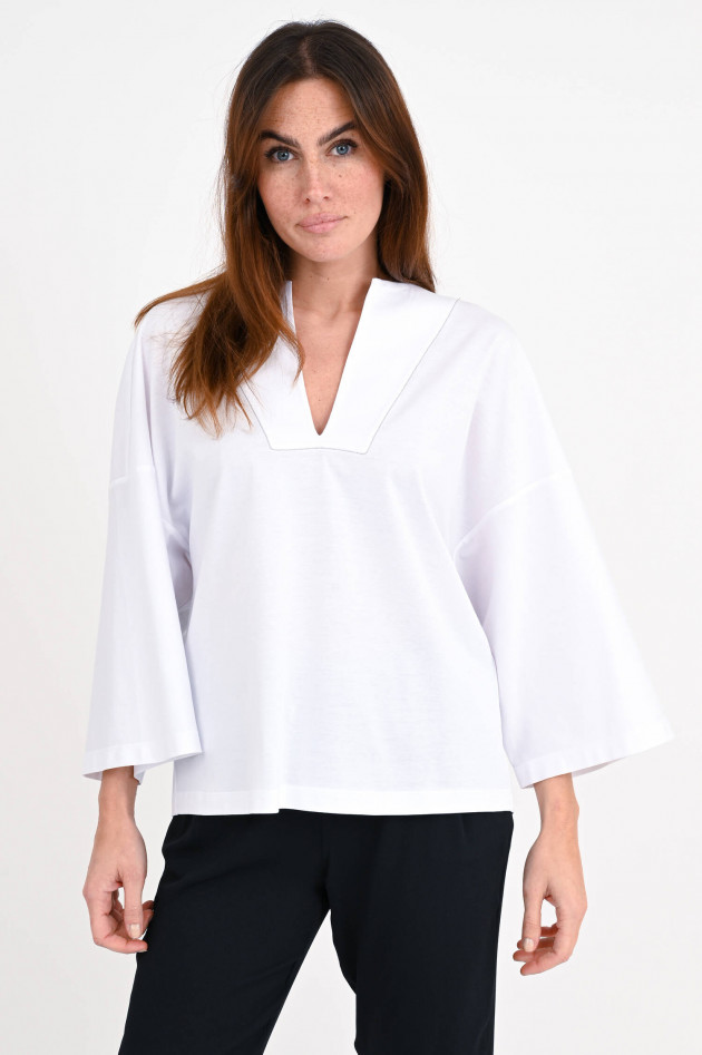 Fabiana Filippi Oversized Shirt mit V-Ausschnitt in Weiß