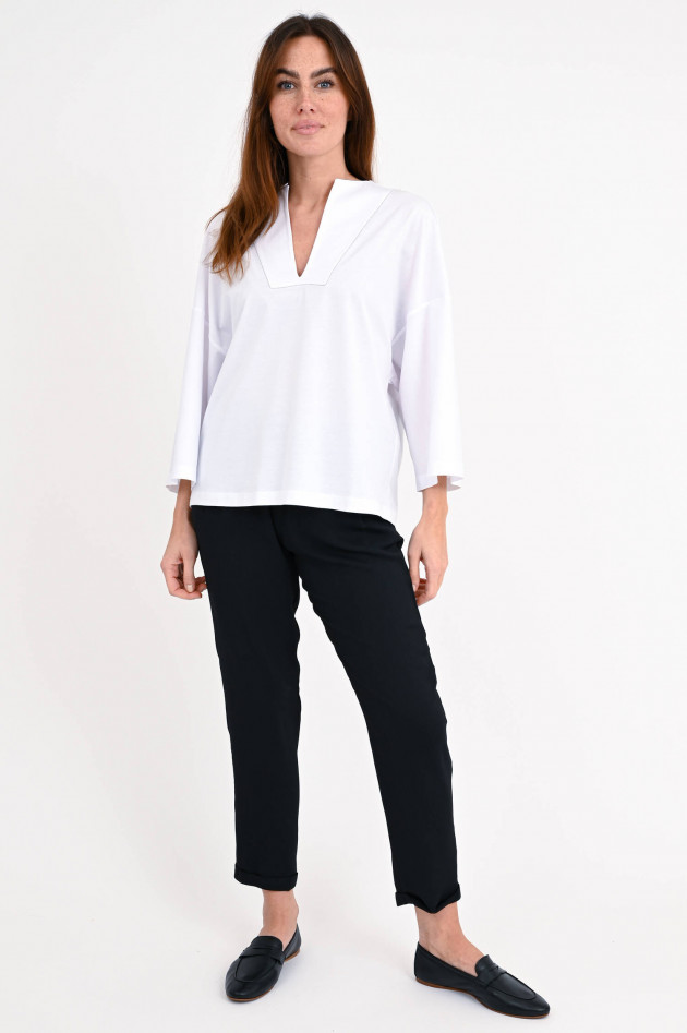 Fabiana Filippi Oversized Shirt mit V-Ausschnitt in Weiß