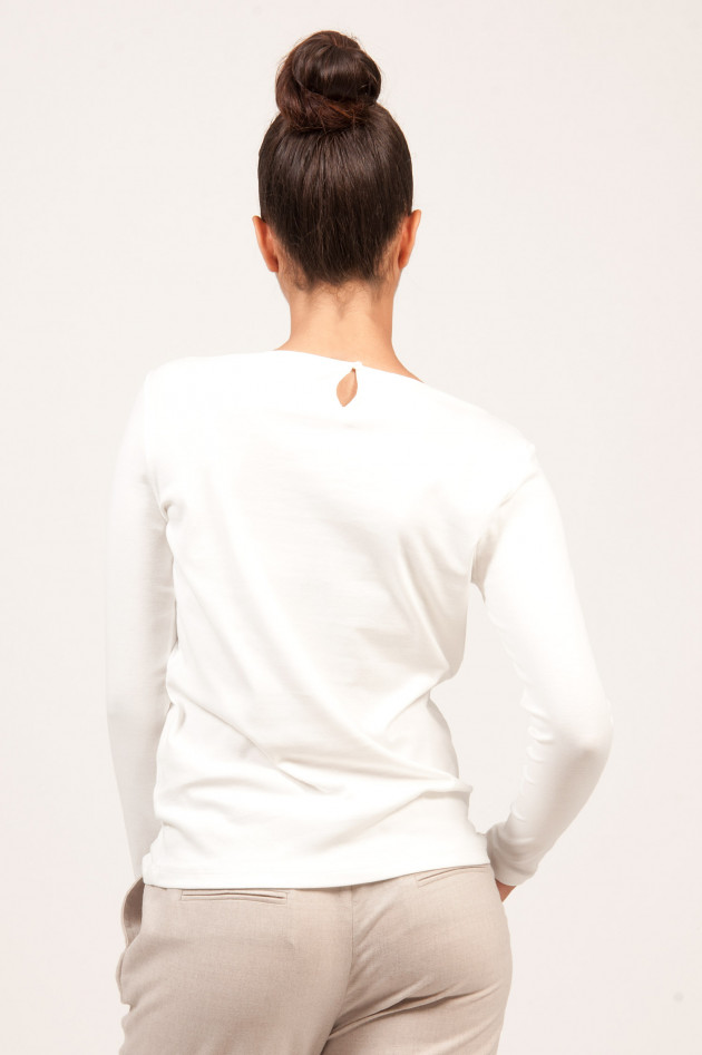 Fabiana Filippi white Langarmshirt mit Seideneinsatz in Weiß