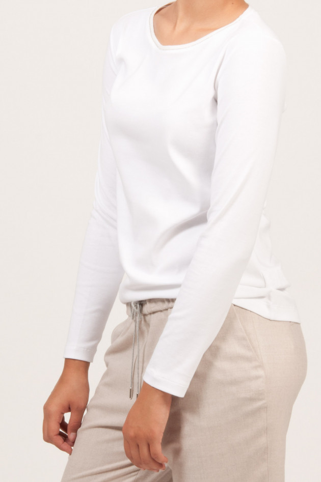 Fabiana Filippi white Langarmshirt mit Perlenverzierung in Weiß