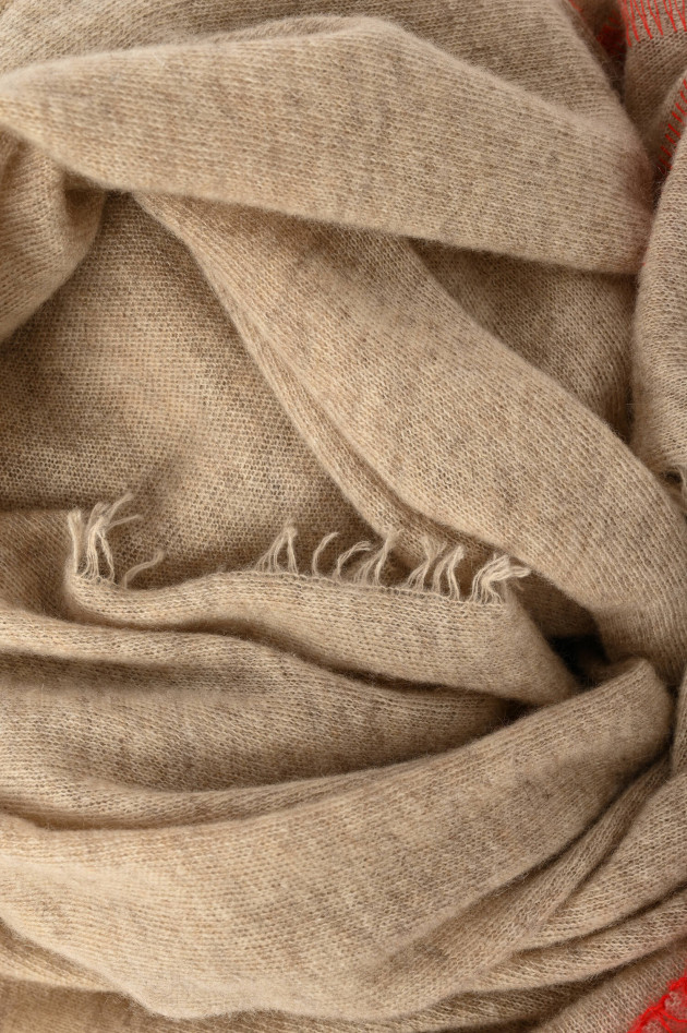 Faliero Sarti Kaschmir Schal DASY mit Stitching in Sand/Rot
