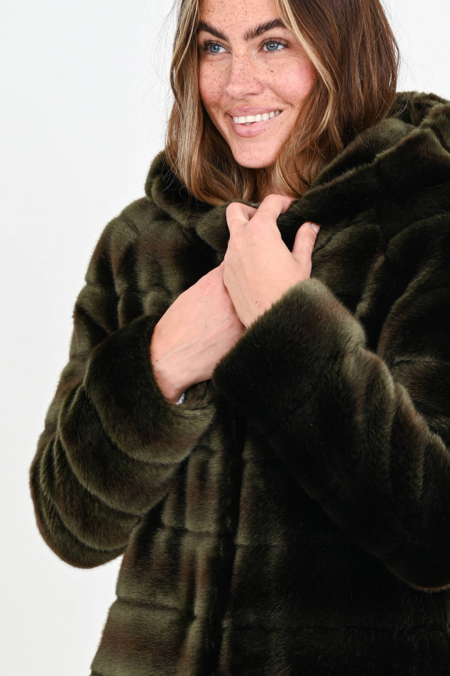 /FAZ/ Not Fur Faux Fur Kurzmantel OH MY DEER in Khaki