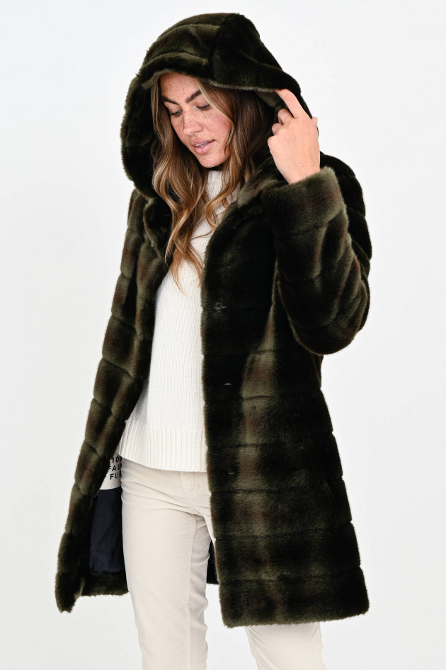 /FAZ/ Not Fur Faux Fur Kurzmantel OH MY DEER in Khaki