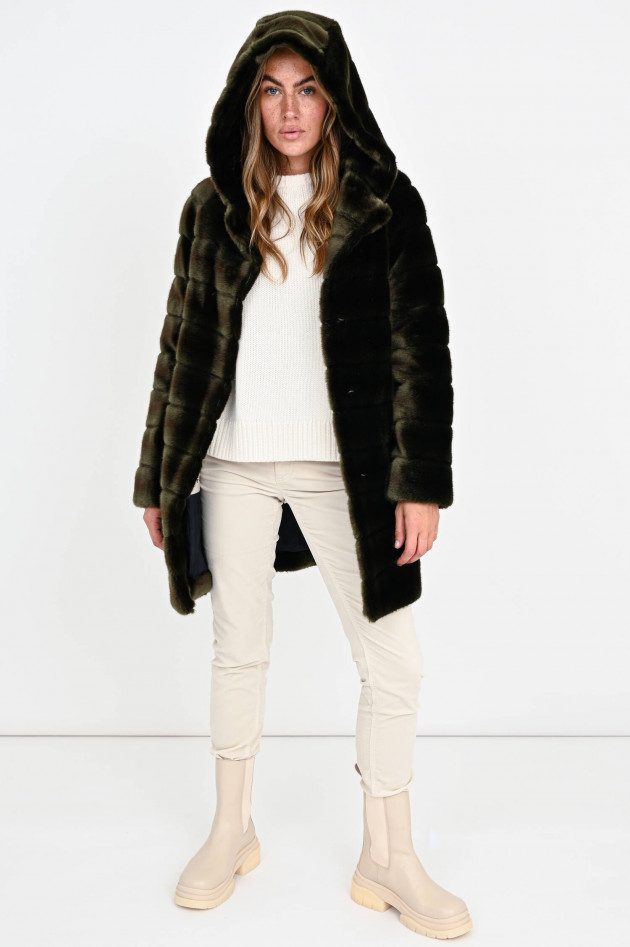 /FAZ/ Not Fur Faux Fur Kurzmantel OH MY DEER in Khaki