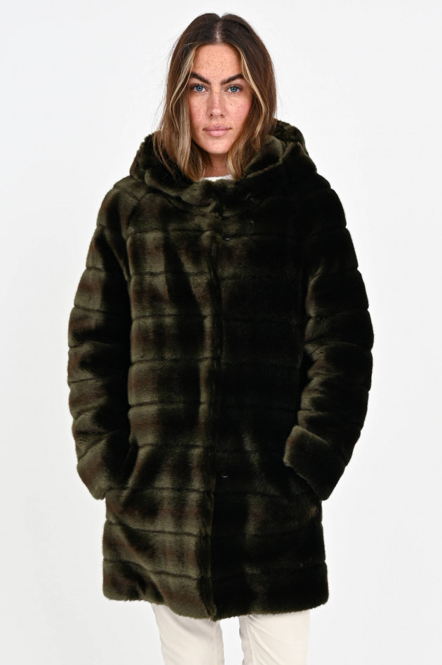 /FAZ/ Not Fur Faux Fur Kurzmantel OH MY DEER in Khaki
