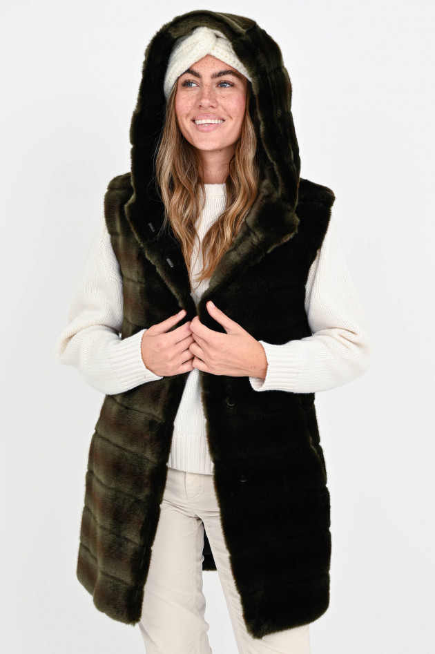 /FAZ/ Not Fur Faux Fur Gilet OH MY DEER in Khaki