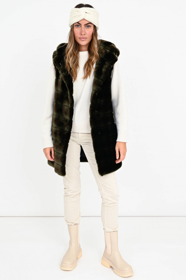 /FAZ/ Not Fur Faux Fur Gilet OH MY DEER in Khaki