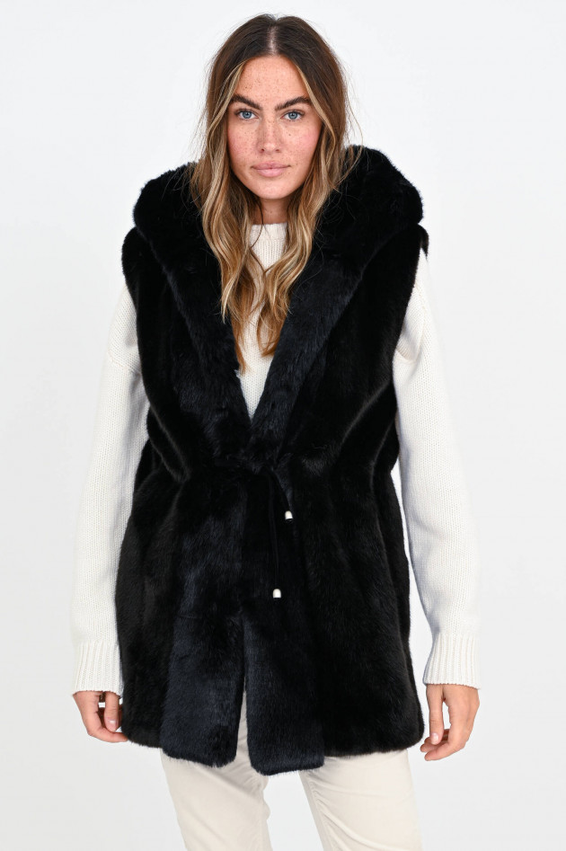 /FAZ/ Not Fur Faux Fur Gilet SKATE MOSS in Schwarz