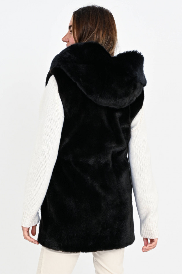 /FAZ/ Not Fur Faux Fur Gilet SKATE MOSS in Schwarz