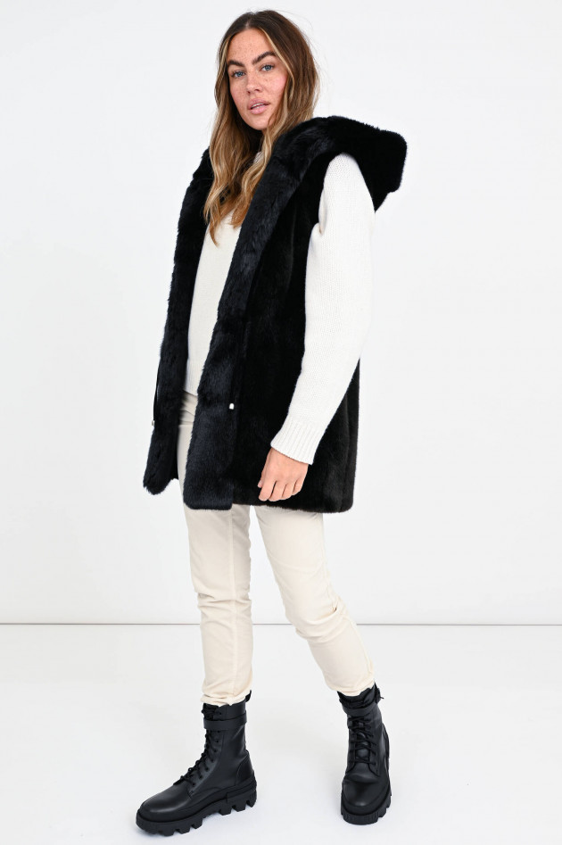 /FAZ/ Not Fur Faux Fur Gilet SKATE MOSS in Schwarz