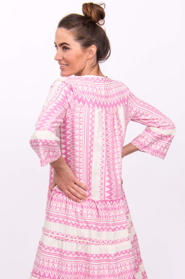 Flowers for Friends Besticktes Kleid in Natur/Pink gemustert