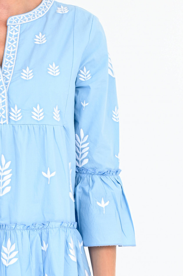 Flowers for Friends Tunikakleid mit floraler Stickerei in Hellblau