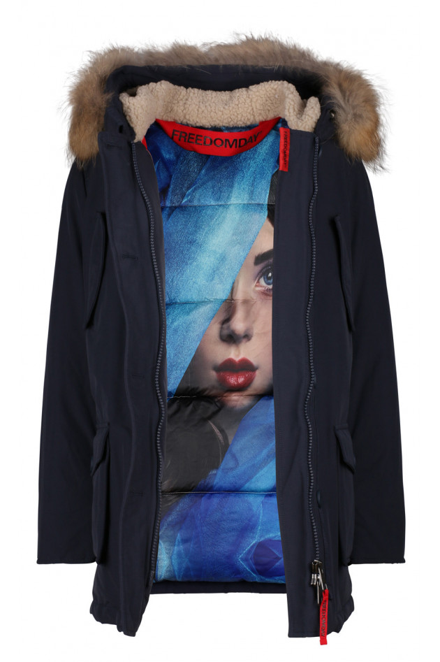 Freedomday Parka mit Fellkragen in Blau