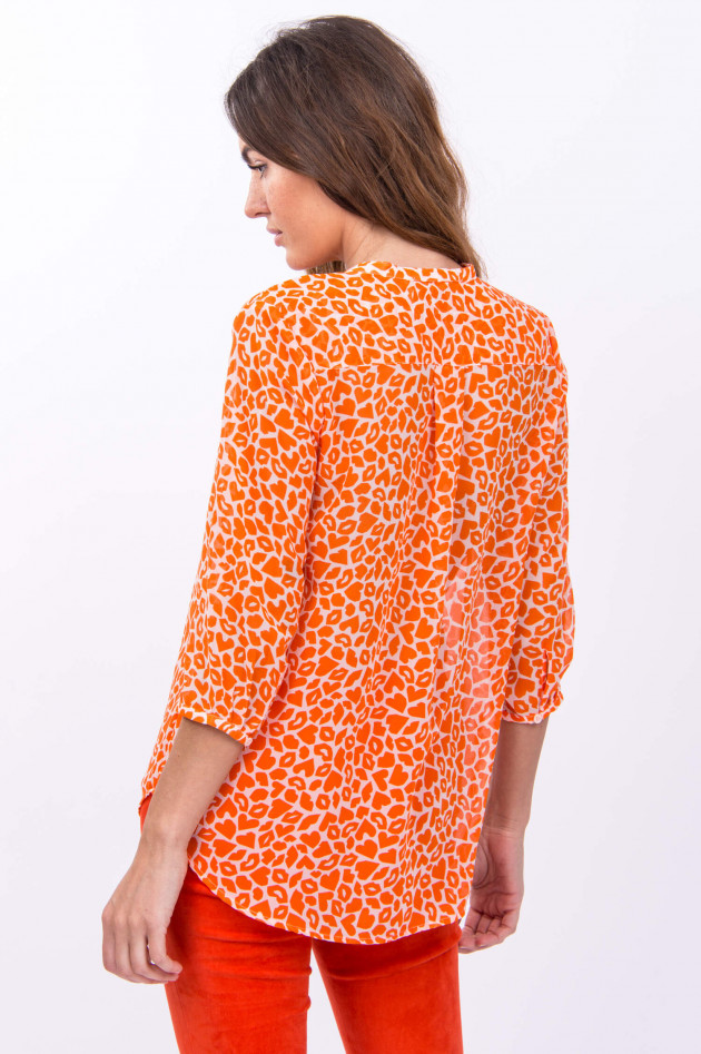 French Connection Halbtransparente Bluse mit Allover-Print in Orange