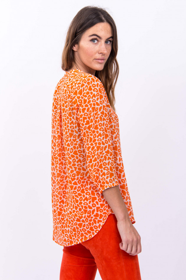 French Connection Halbtransparente Bluse mit Allover-Print in Orange