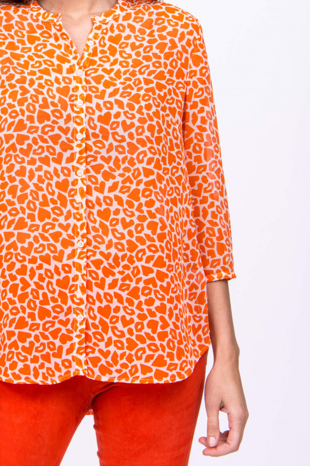 French Connection Halbtransparente Bluse mit Allover-Print in Orange