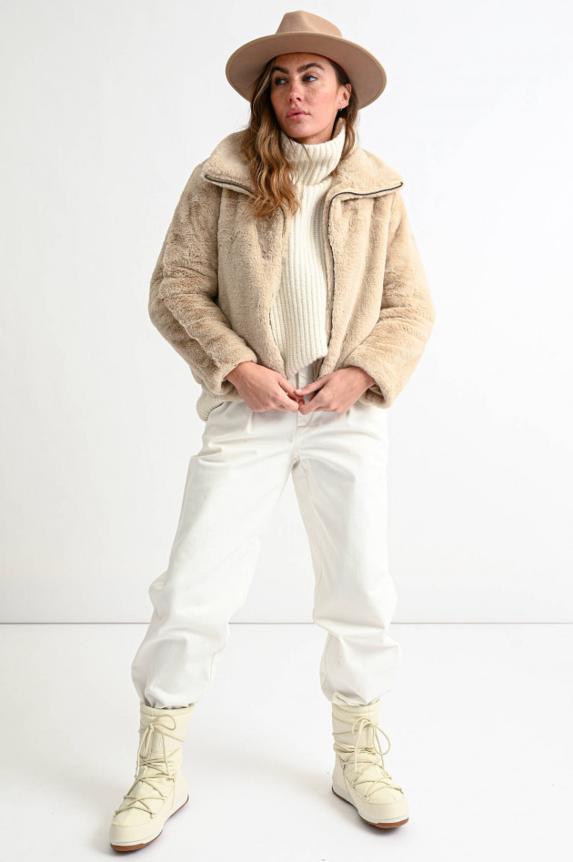 French Connection Kurze Fake Fur Jacke in Beige