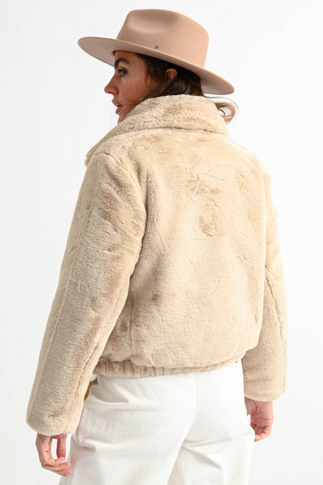 French Connection Kurze Fake Fur Jacke in Beige