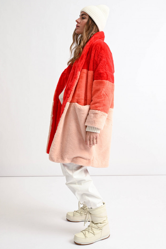 French Connection Fake Fur Mantel mit Farbverlauf in Rot/Lachs/Rosa