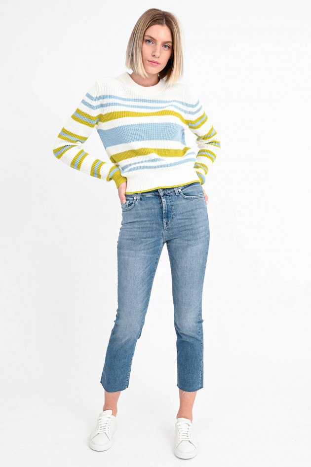 French Connection Gestreifter Strickpullover in Weiß/Grün/Blau
