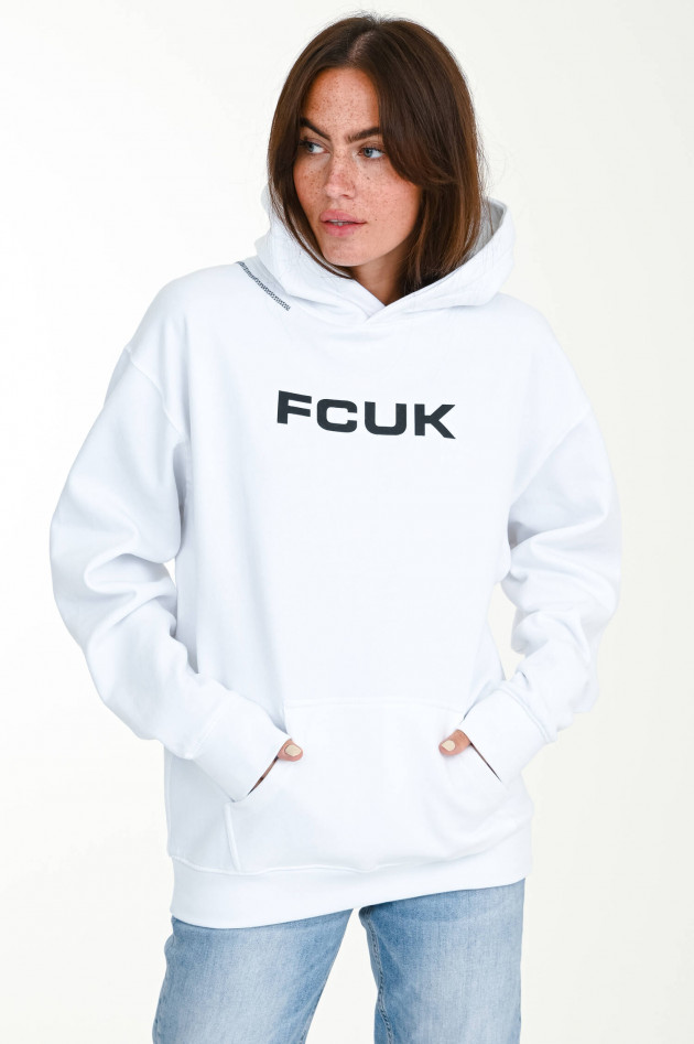 French Connection Oversized Hoodie mit Frontprint in Weiß
