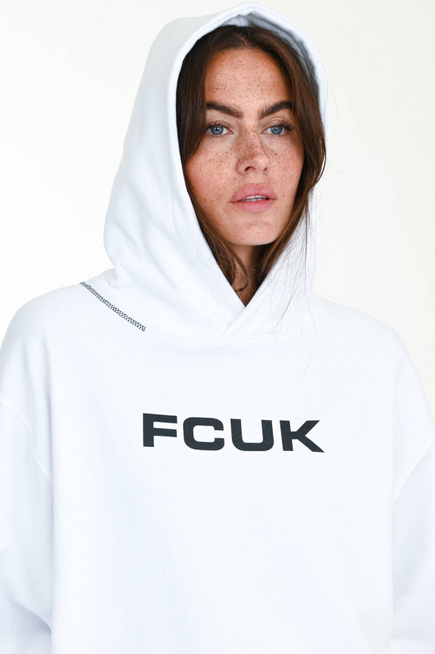 French Connection Oversized Hoodie mit Frontprint in Weiß