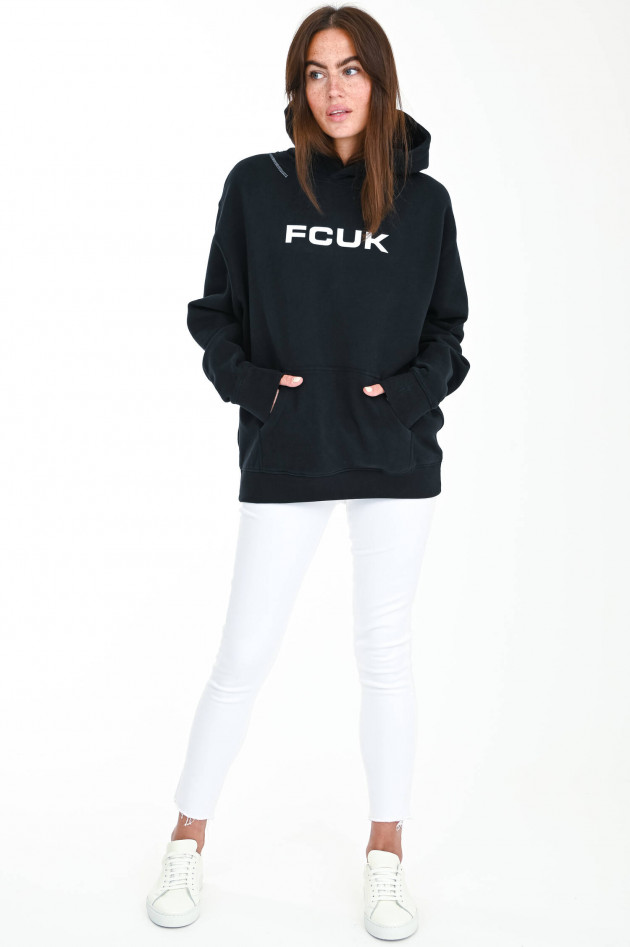 French Connection Oversized Hoodie mit Frontprint in Schwarz