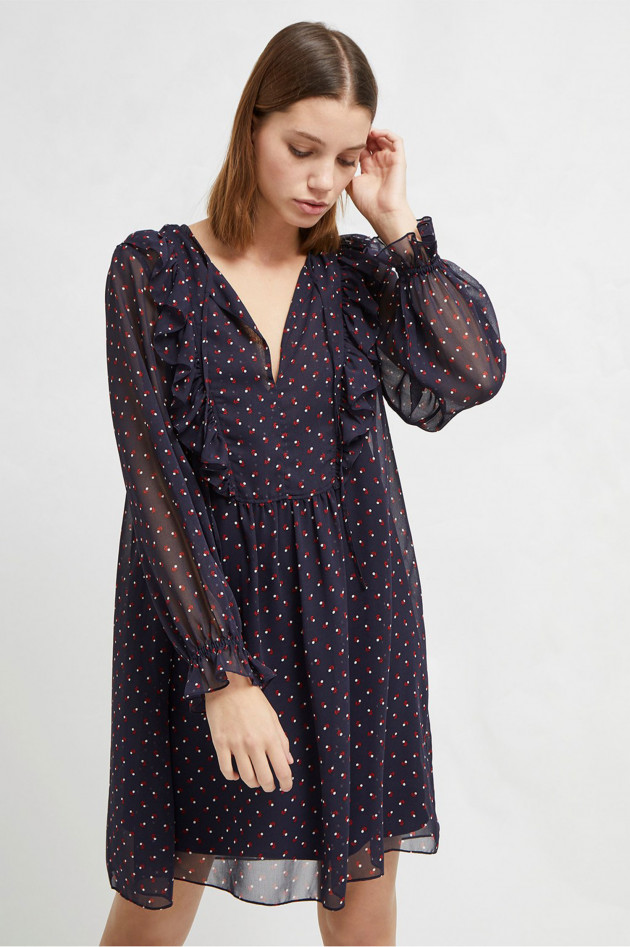 French Connection Kleid mit Rüschen floral gemustert in Navy