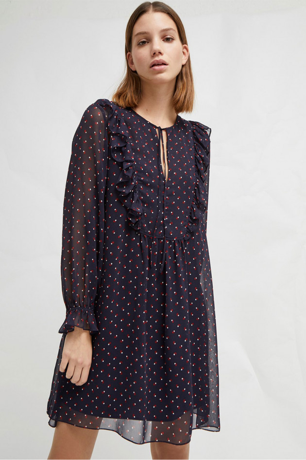 French Connection Kleid mit Rüschen floral gemustert in Navy