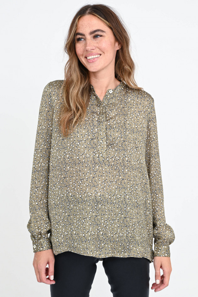 Frogbox Viskose Blusenshirt mit Animal-Print in Oliv