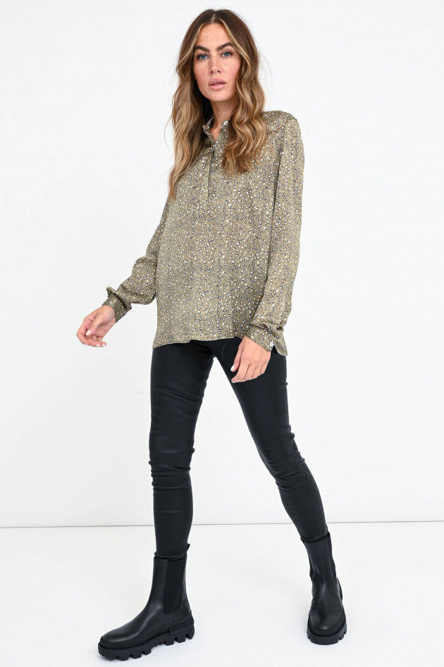 Frogbox Viskose Blusenshirt mit Animal-Print in Oliv