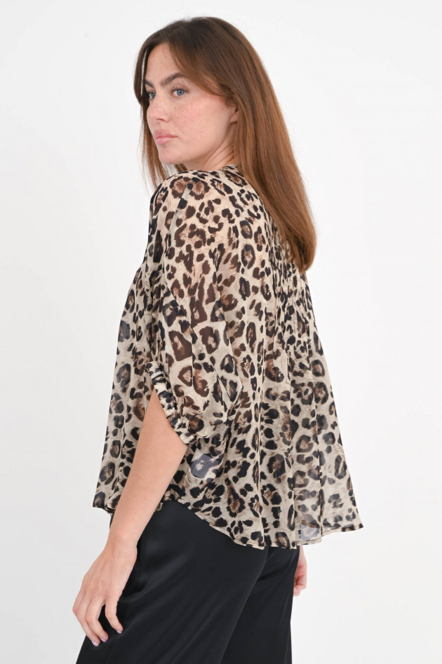 Frogbox Leo-Bluse mit Biesenfalten in Braun/Schwarz