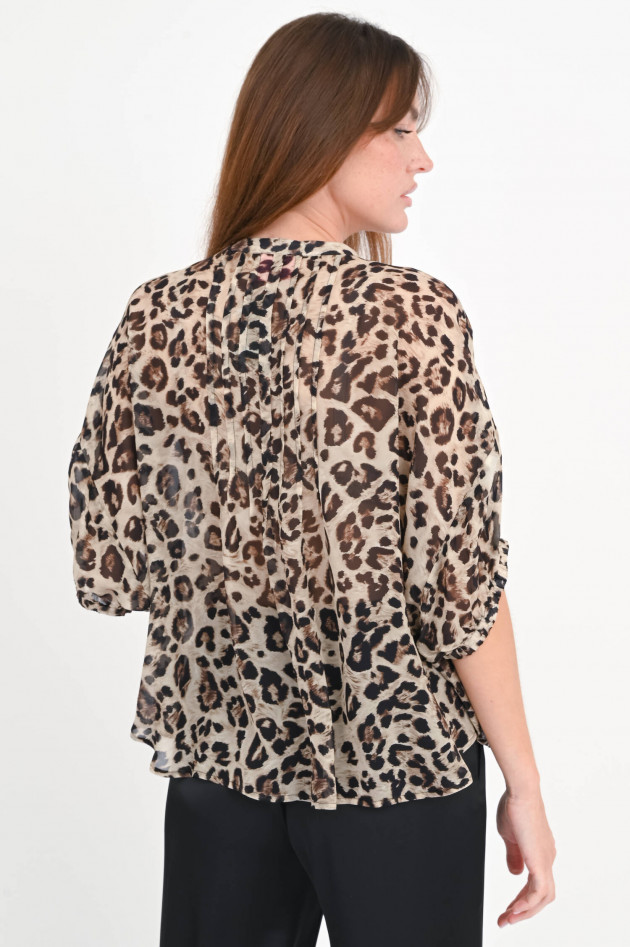 Frogbox Leo-Bluse mit Biesenfalten in Braun/Schwarz