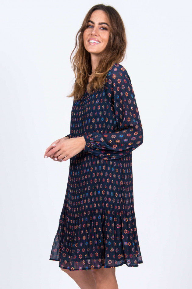 Frogbox Plissee-Kleid in Navy/Orange