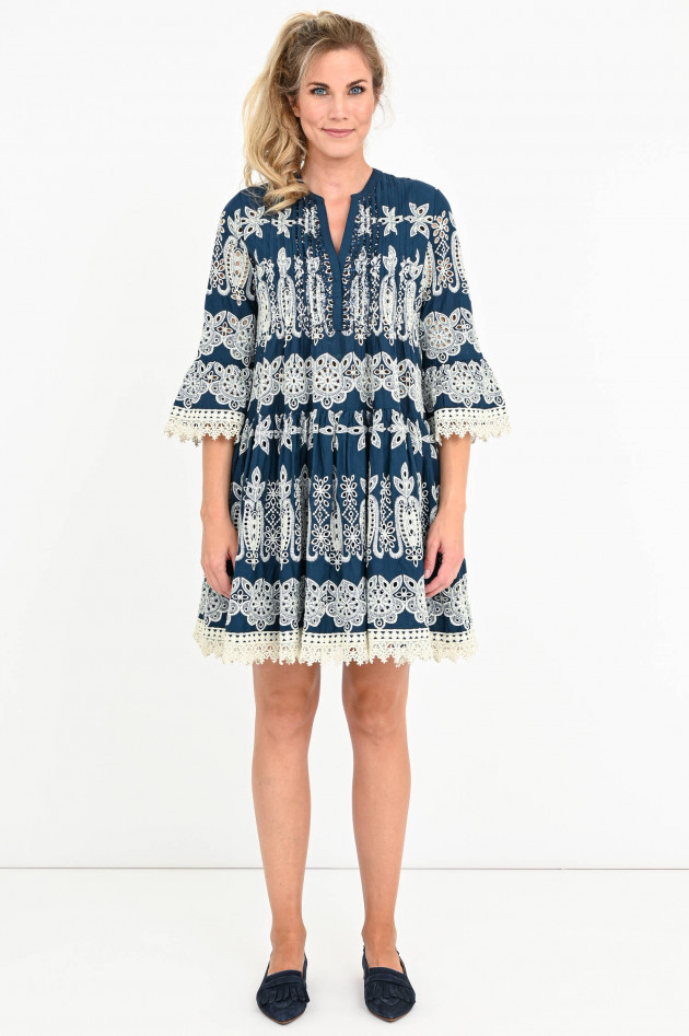 Frogbox Tunika-Kleid mit Lochstick in Dunkelblau
