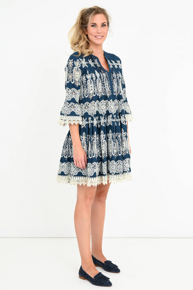 Frogbox Tunika-Kleid mit Lochstick in Dunkelblau