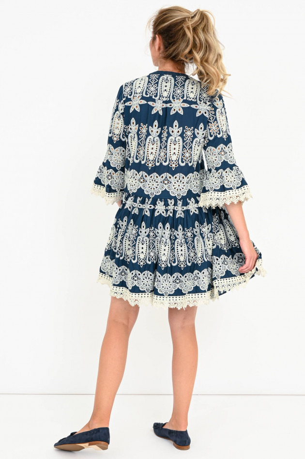 Frogbox Tunika-Kleid mit Lochstick in Dunkelblau