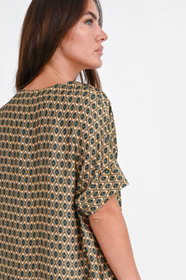 Frogbox Kleid mit geometrischem Print in Grün/Beige