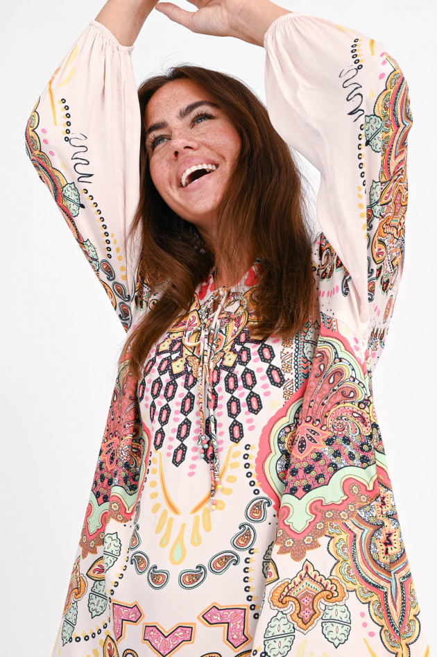 Frogbox Langarm Kleid mit Paiselymuster in Rosa