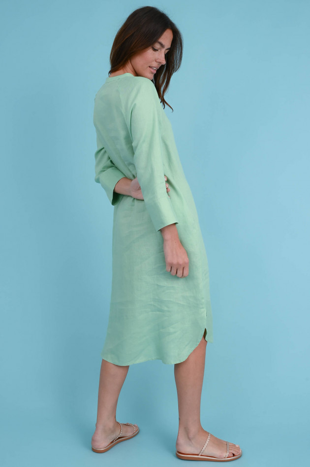 Frogbox Leinen Blusenkleid in Salbeigrün