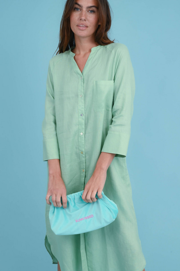 Frogbox Leinen Blusenkleid in Salbeigrün