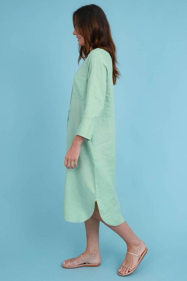 Frogbox Leinen Blusenkleid in Salbeigrün