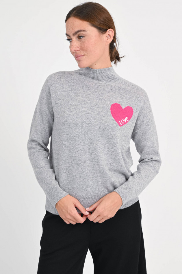 Frogbox Pullover aus Wolle mit Herz Detail in Hellgrau