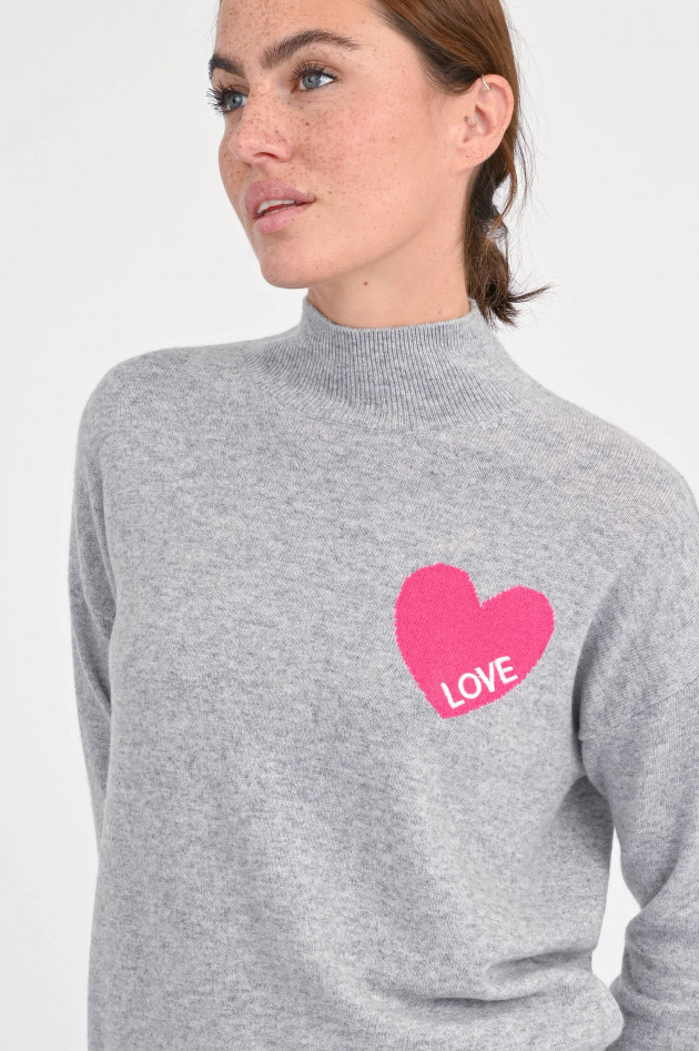 Frogbox Pullover aus Wolle mit Herz Detail in Hellgrau